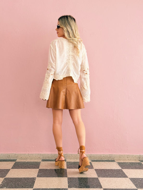 Camel Leather Skort