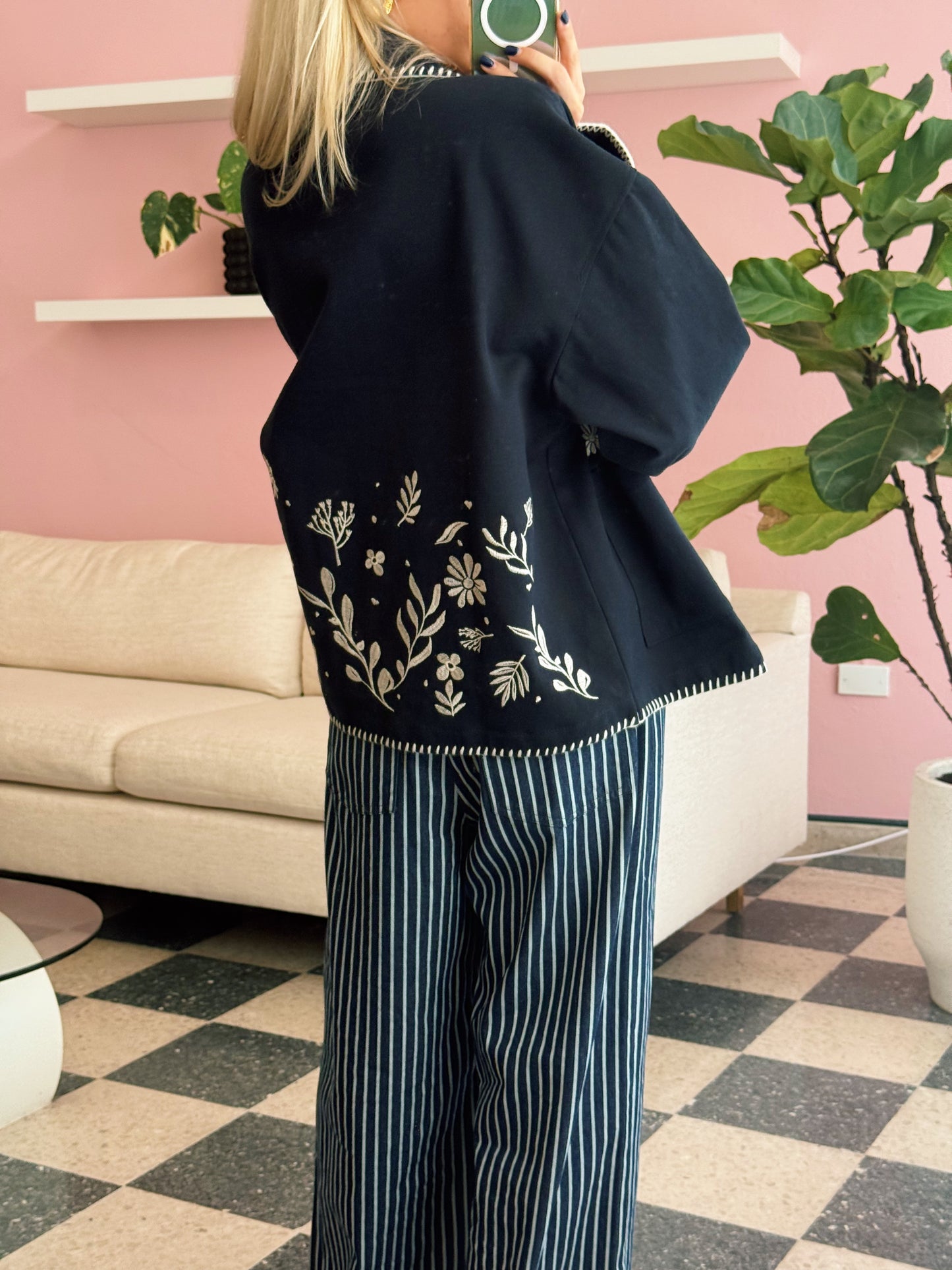 Floral Embroidered Denim Jacket