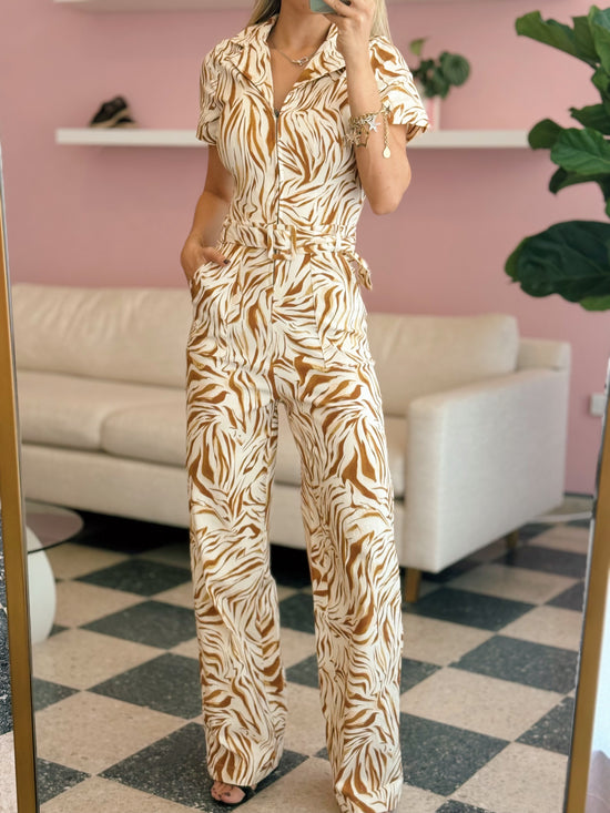 Zip Up Belted Jumpsuit