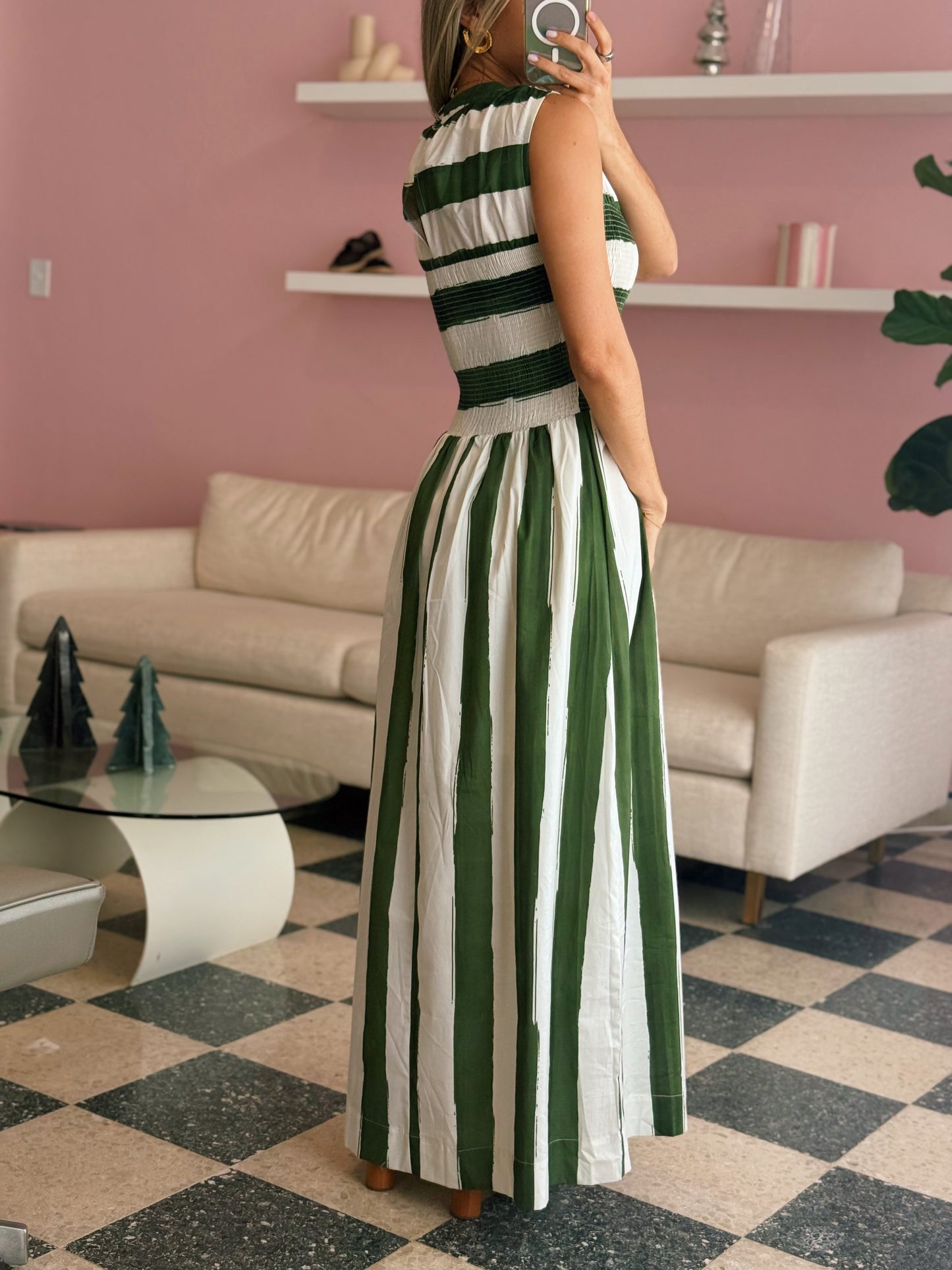 Green Striped Dress - Made in Brazil