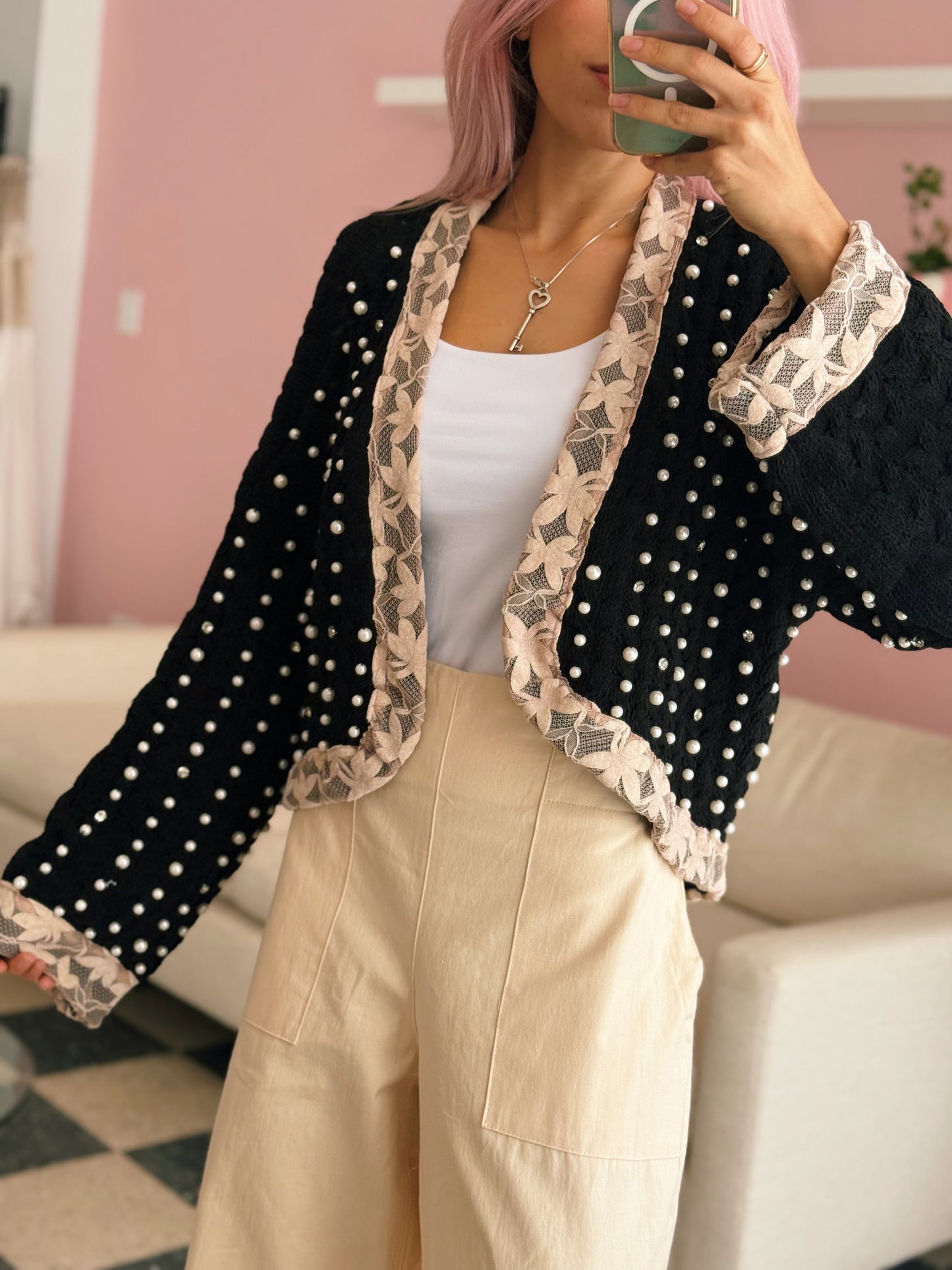 Pearl & Rhinestone Cardigan
