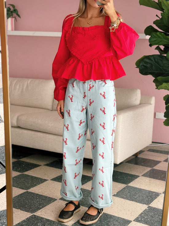 Red Heart Peplum Top