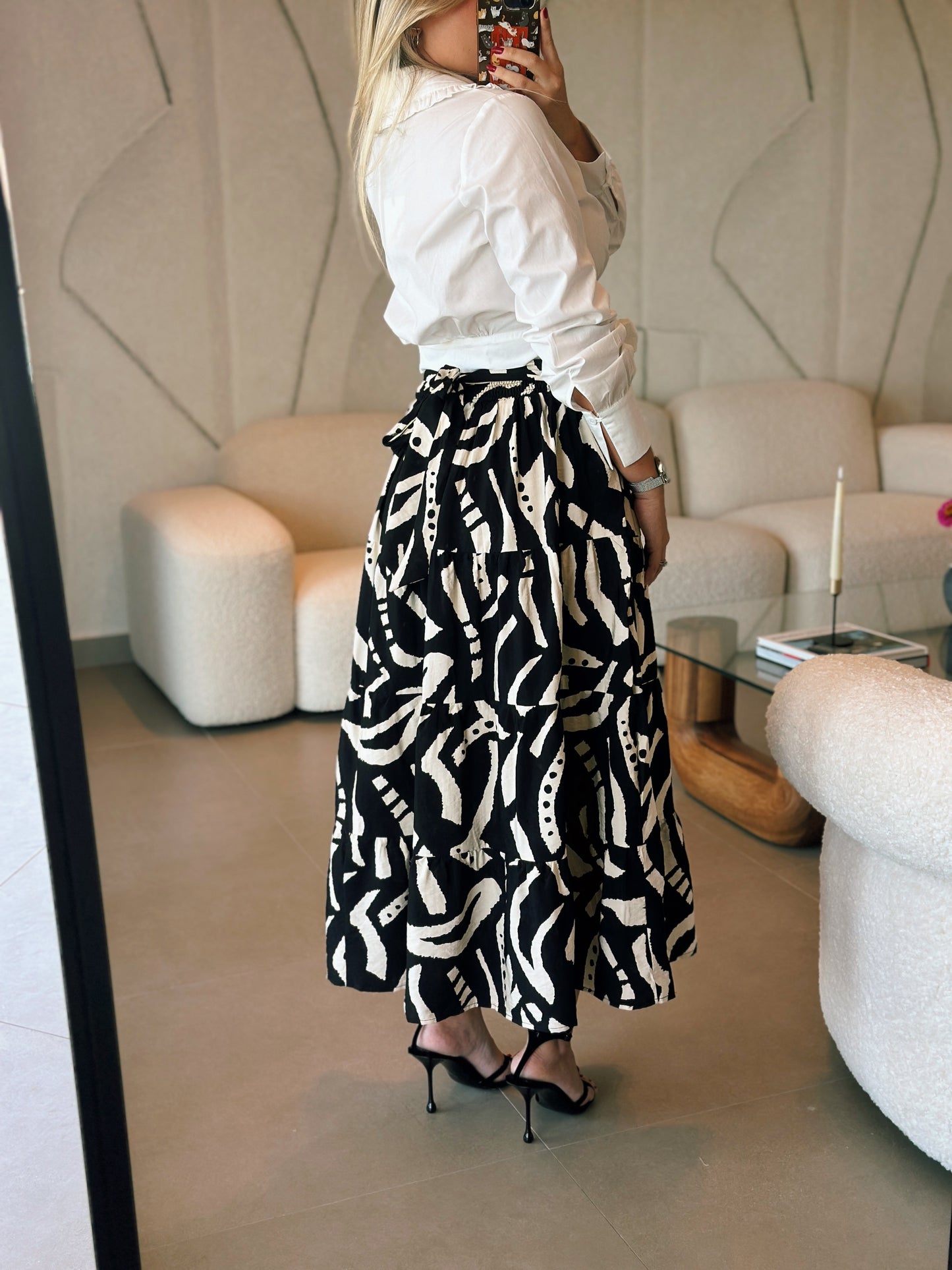 Black & White Midi Skirt