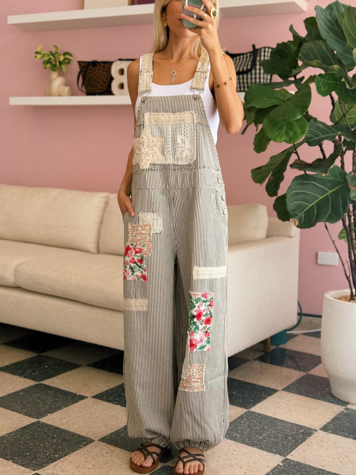 PRE ORDER (final sale/read description) Black Stripe Boho Jumpsuit