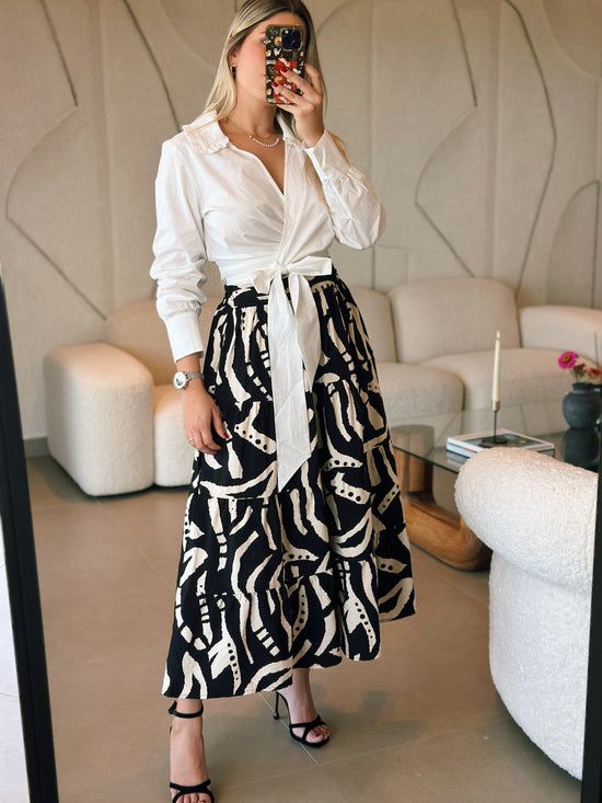 Black & White Midi Skirt