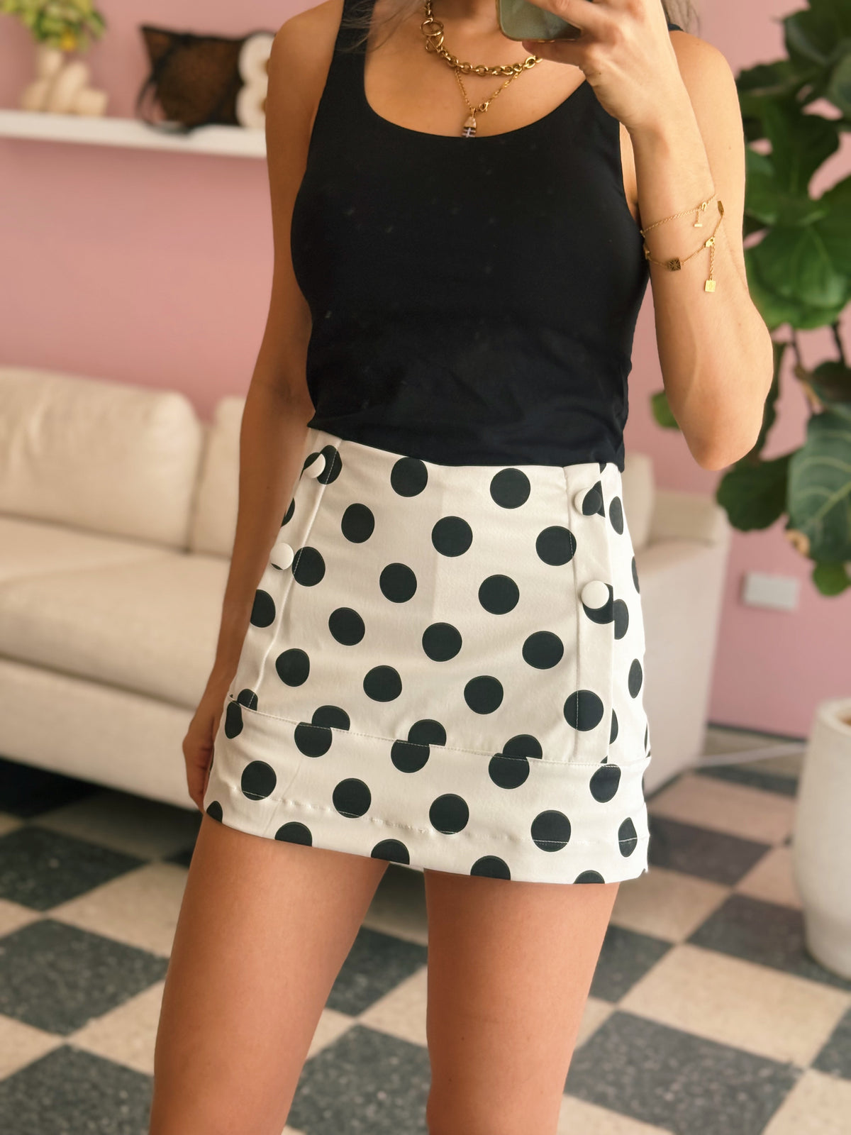 Polka Dot Twill Skort