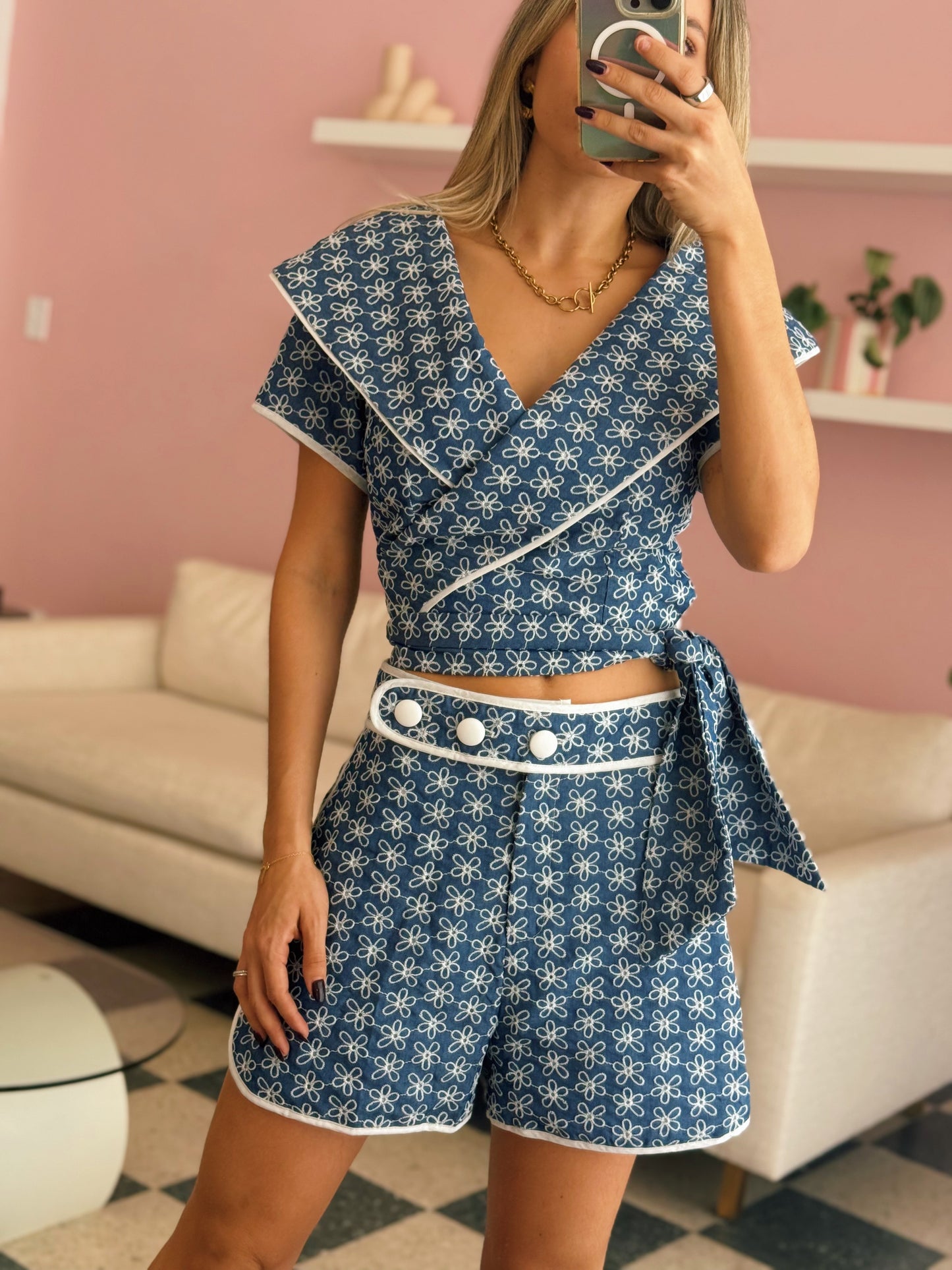 Blue Embroidered Set