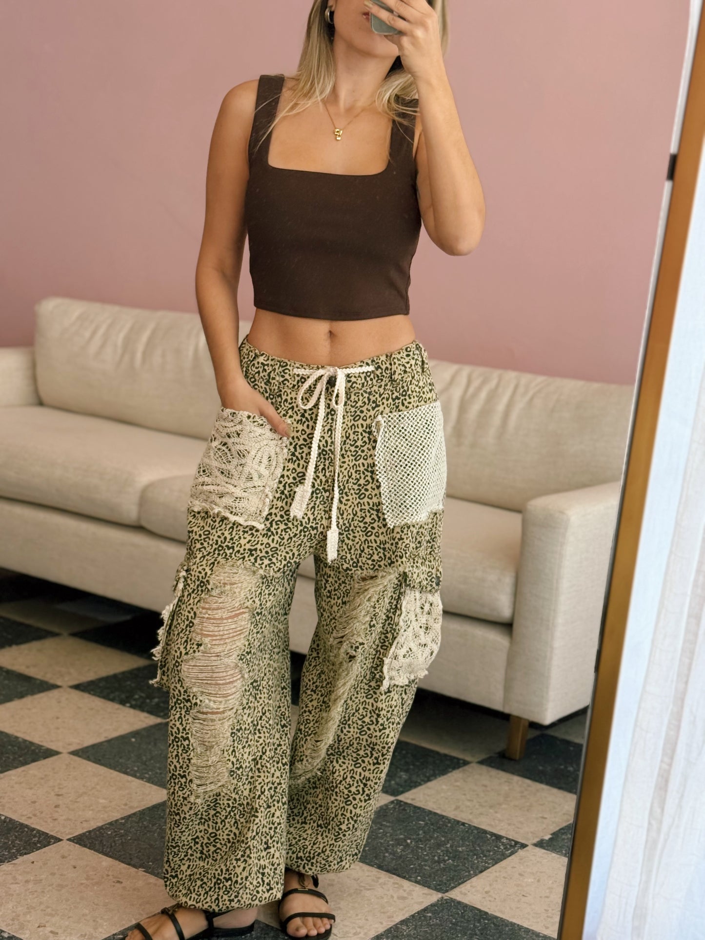 Leopard Distressed Pants