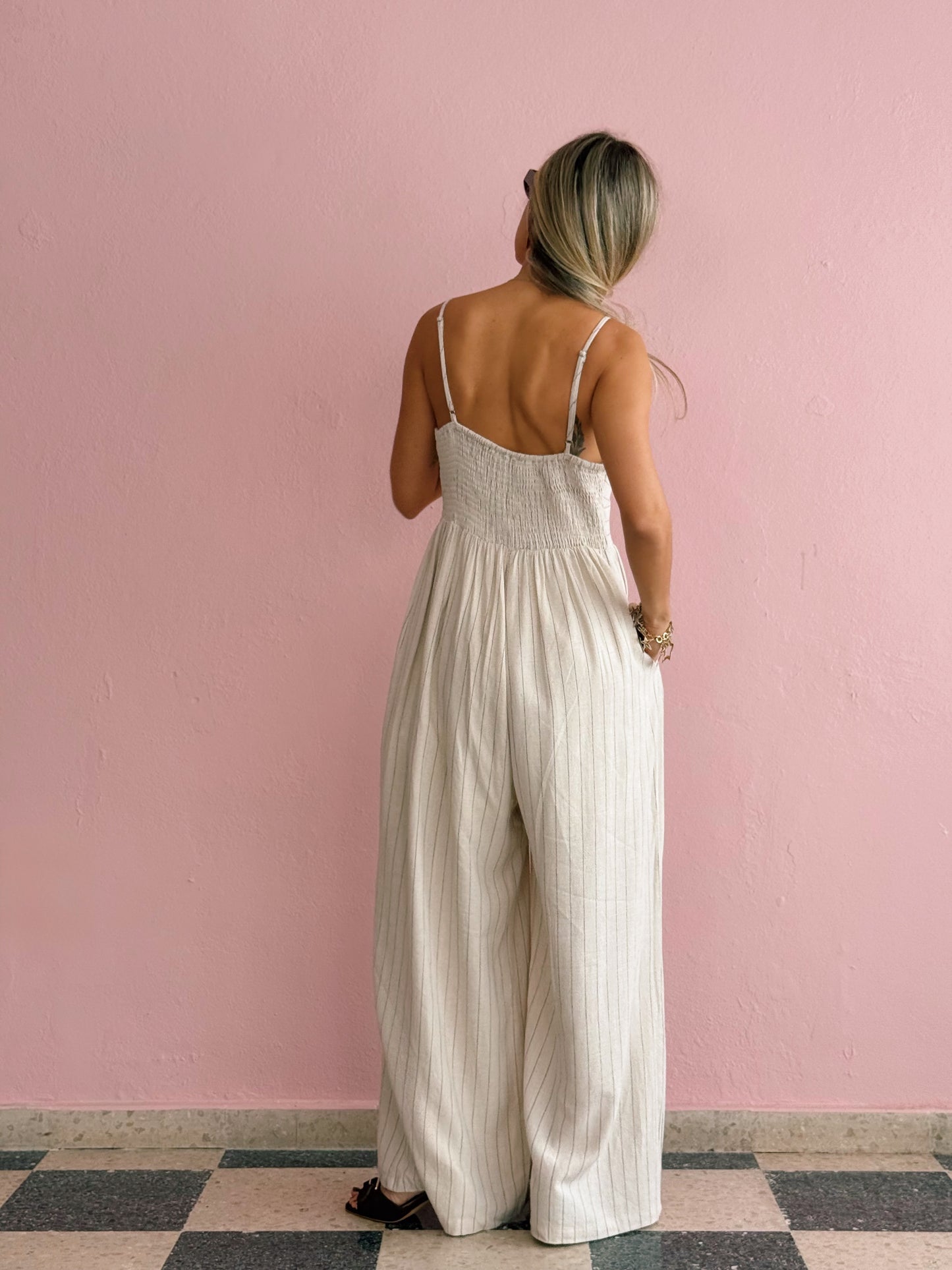 Ivory Stripped Jumpsuit