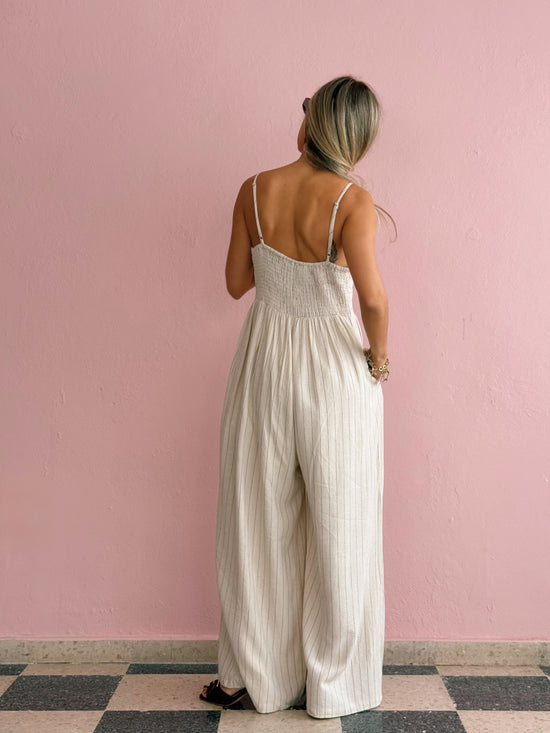 Ivory Stripped Jumpsuit