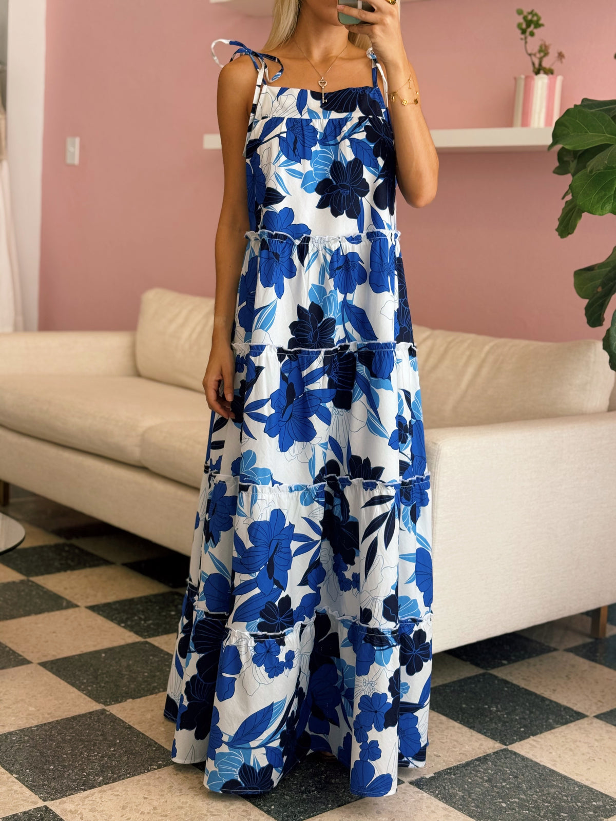 Blue Floral Maxi Dresss