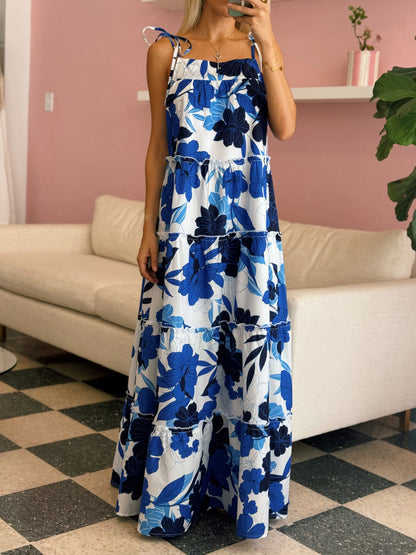 Blue Floral Maxi Dresss