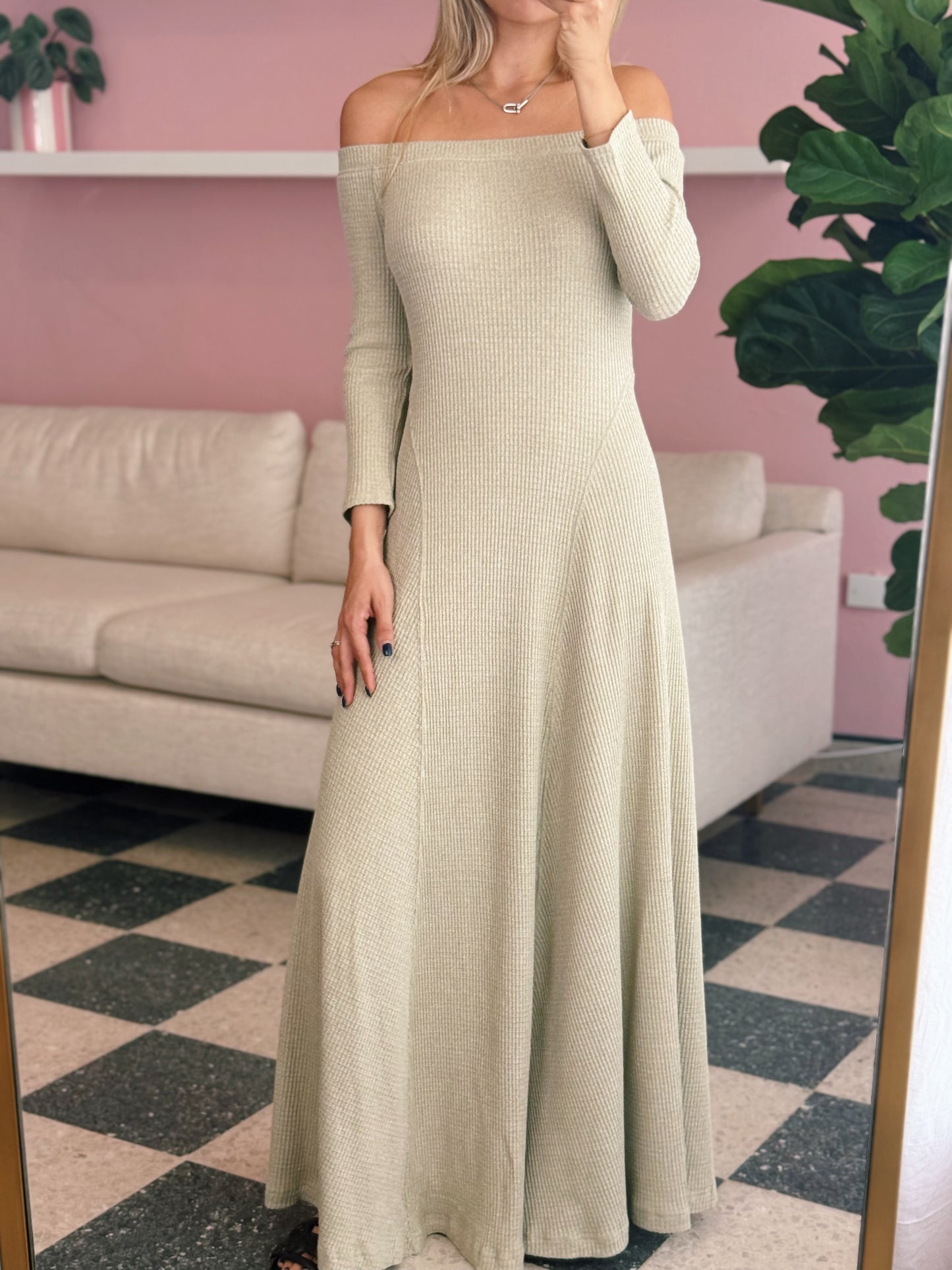 Moss Off Shoulder Dress
