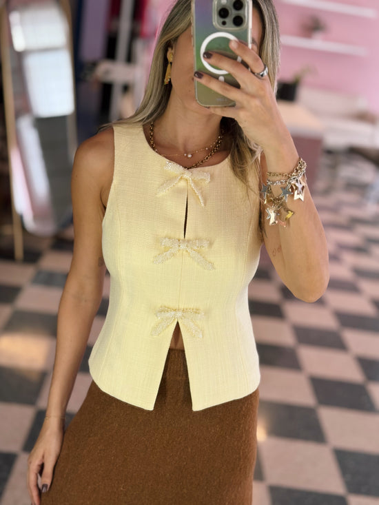 Bow Embellished Vest Top