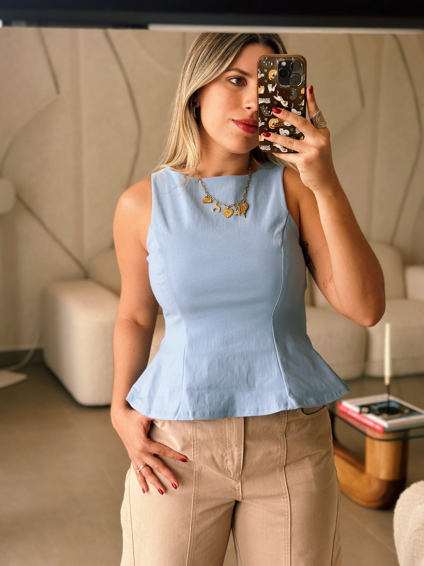 Back Bow Peplum Top