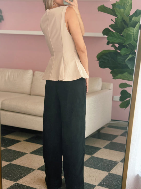 Beige Boat Neck Top