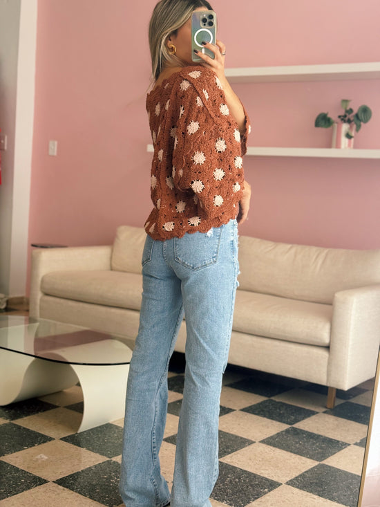 One Size Rust Crochet Top