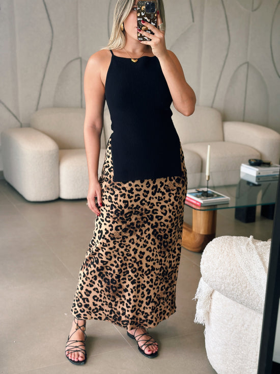 Bias Leopard Skirt