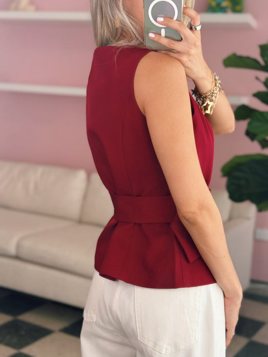 Wine Belted Top