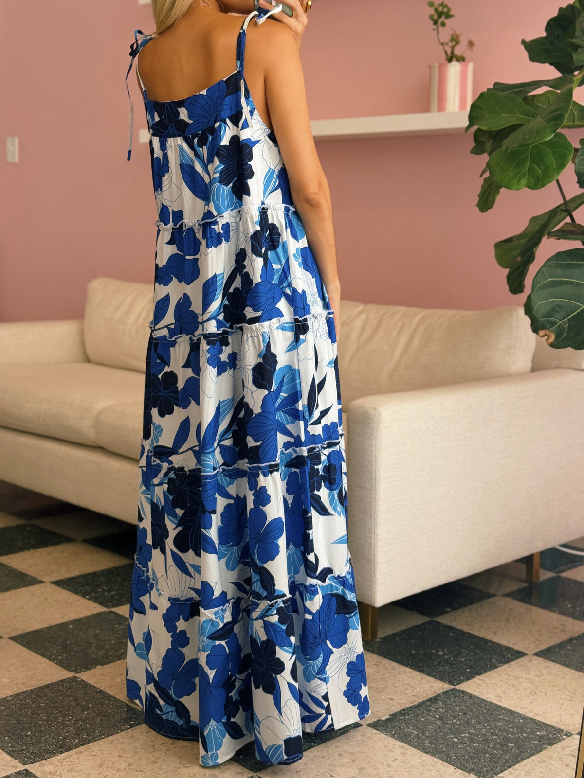 Blue Floral Maxi Dresss