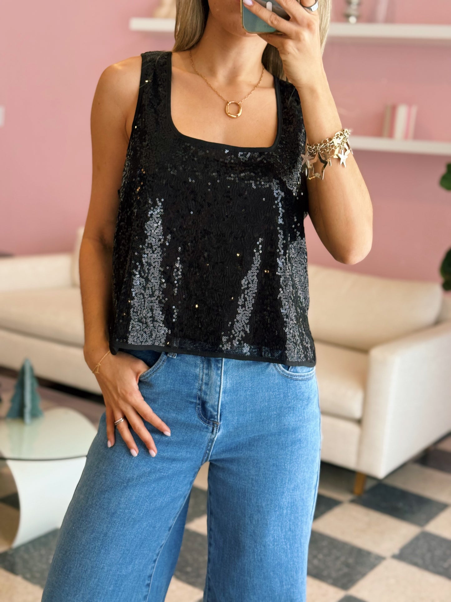 Black Sequin Top