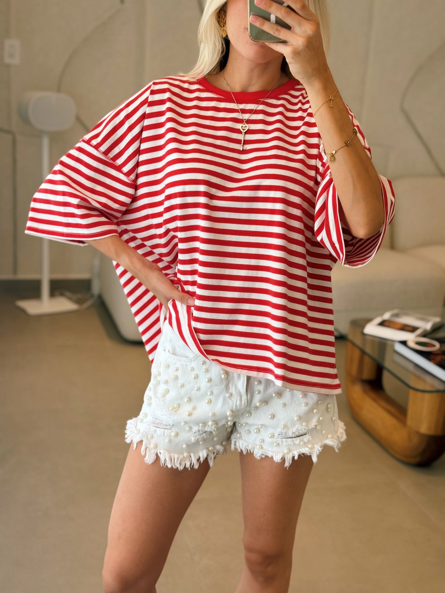 Red Stripe Oversized Tee