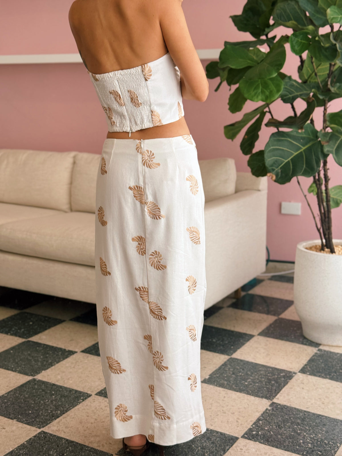 Off-White Embroidered Shell Lurex Linen Blouse