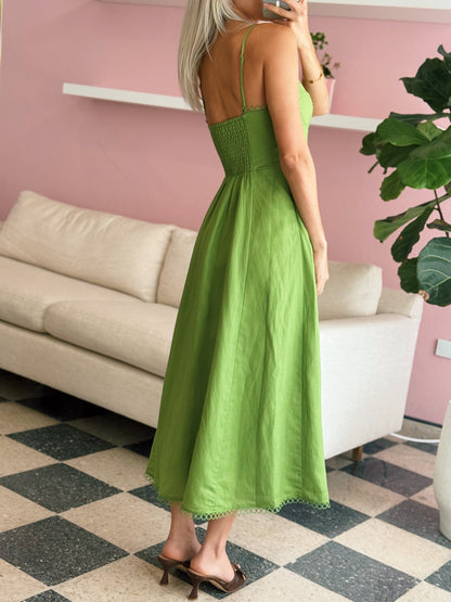 Christie Sweetheart Linen Midi Dress