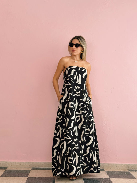 Strapless Abstract Maxi Dress