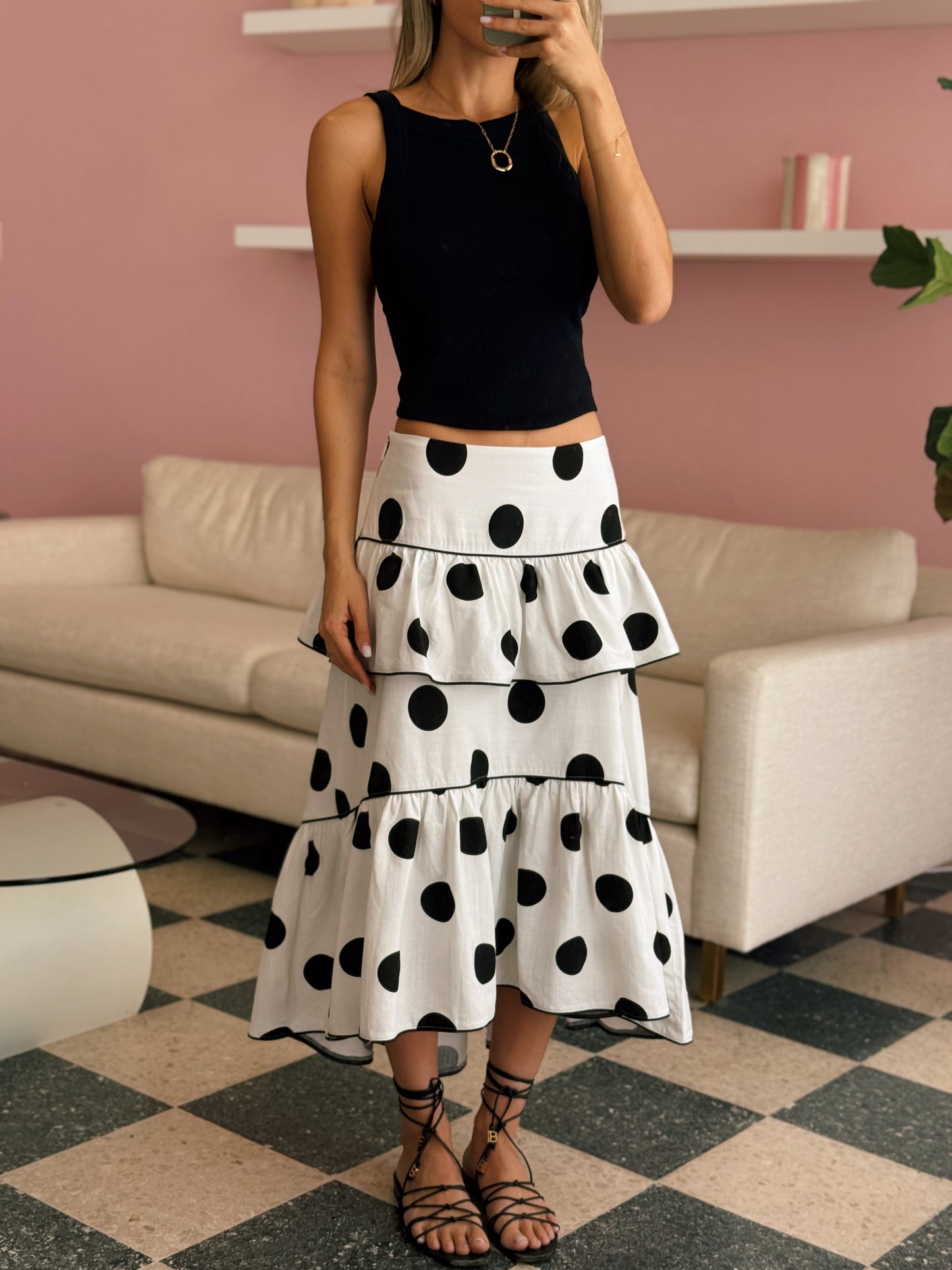 Polka Dot Midi Skirt