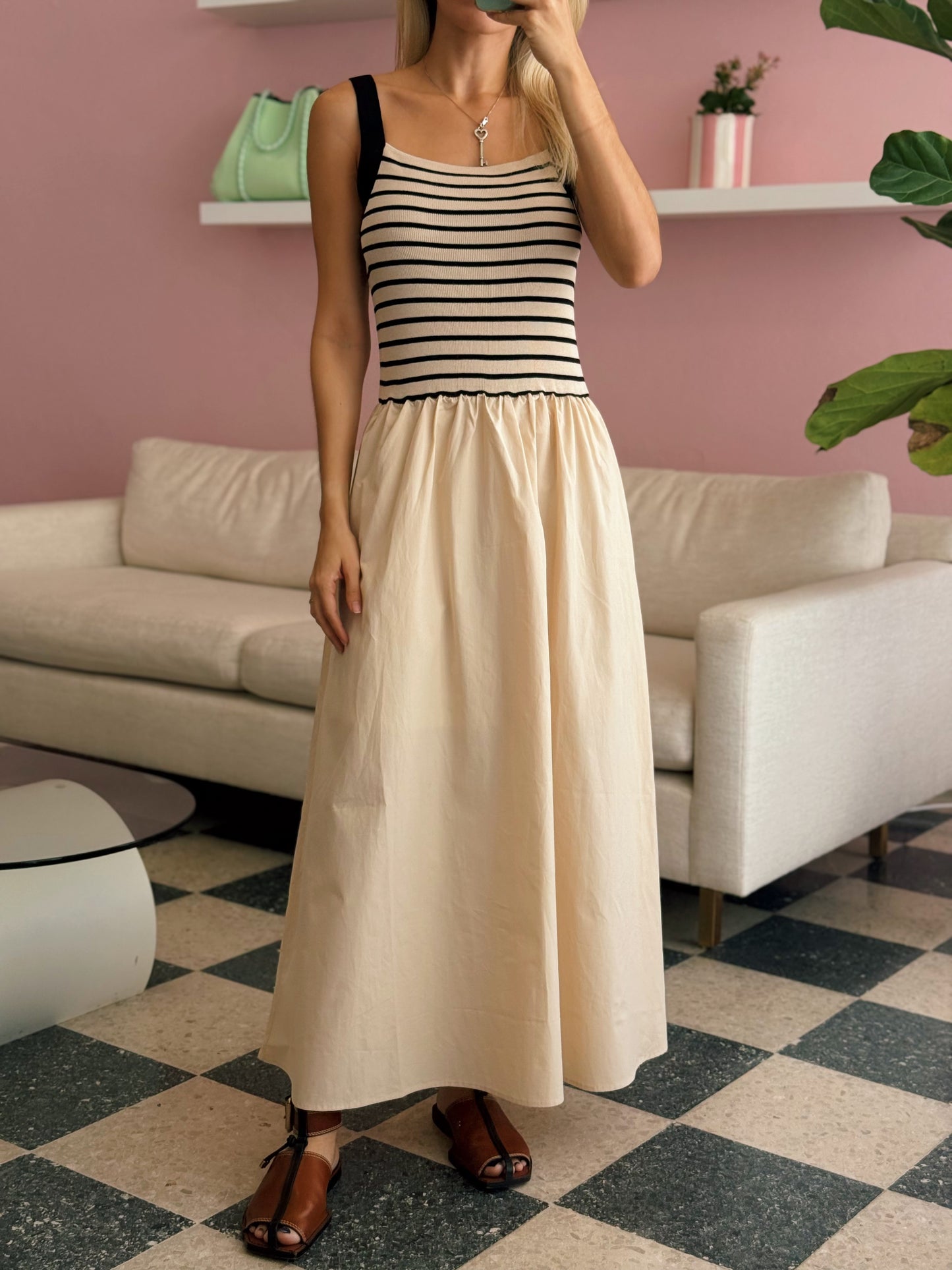Light Khaki Stripe Dress