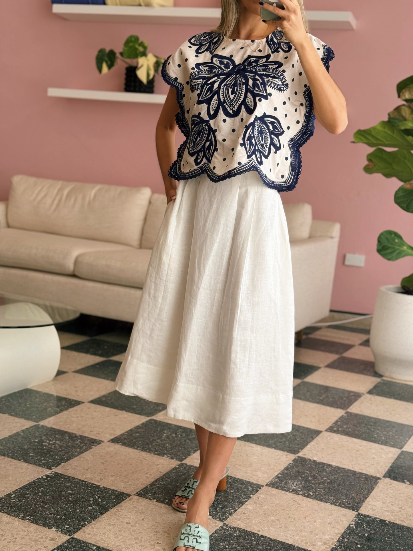 Embroidered Linen Blouse