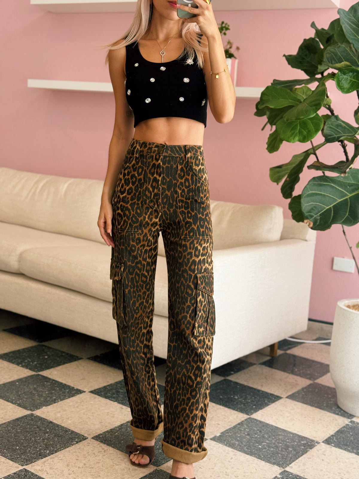 Leopard Cargo Pants
