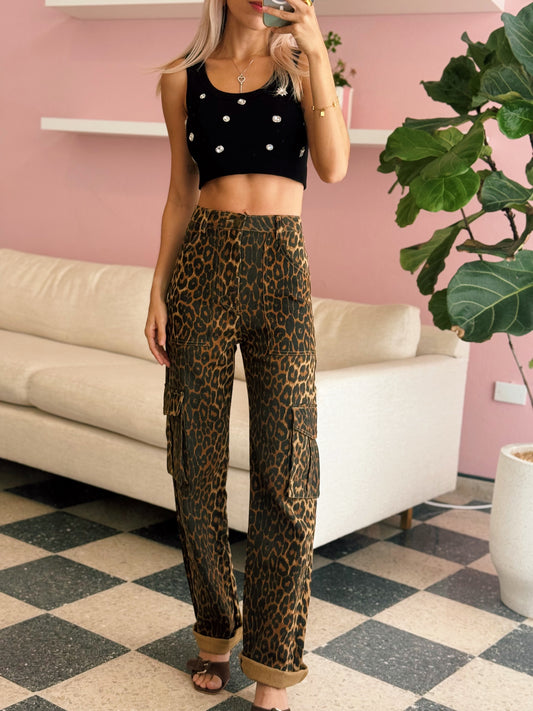 Leopard Cargo Pants