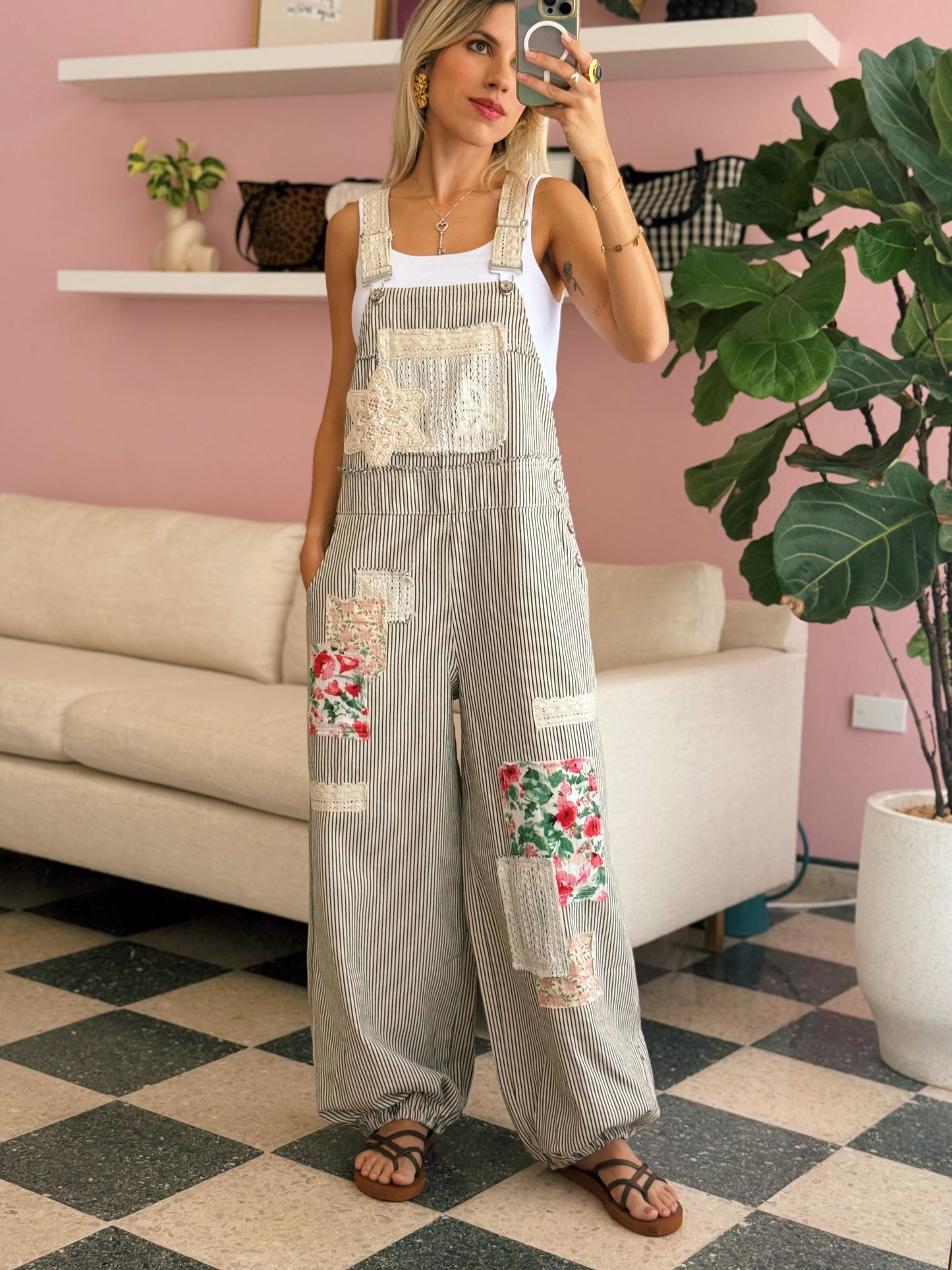 PRE ORDER (final sale/read description) Black Stripe Boho Jumpsuit