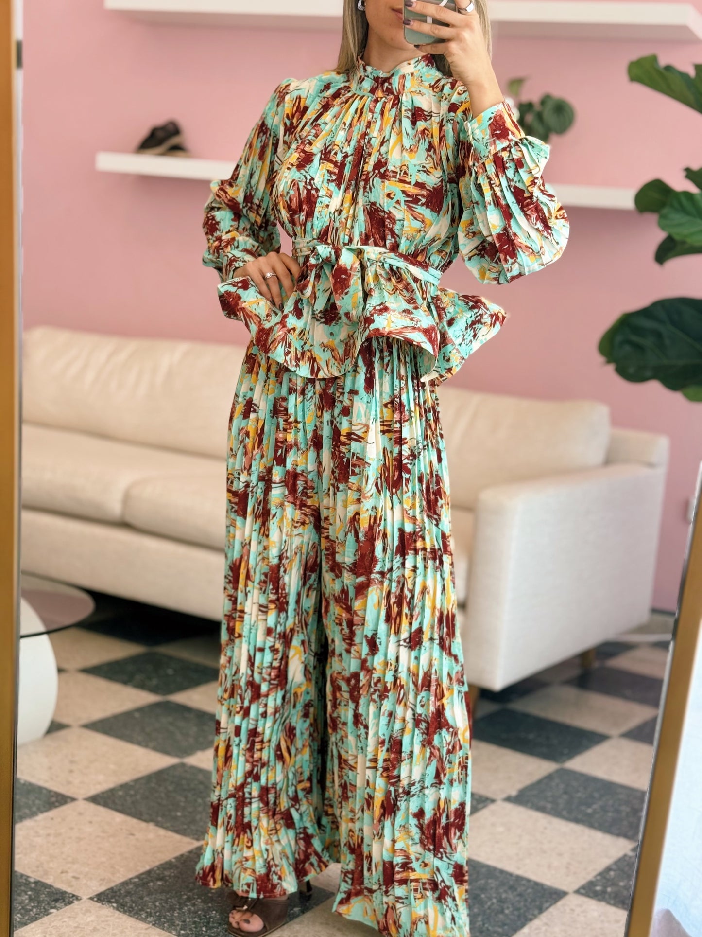Pleated One Size Pant Set