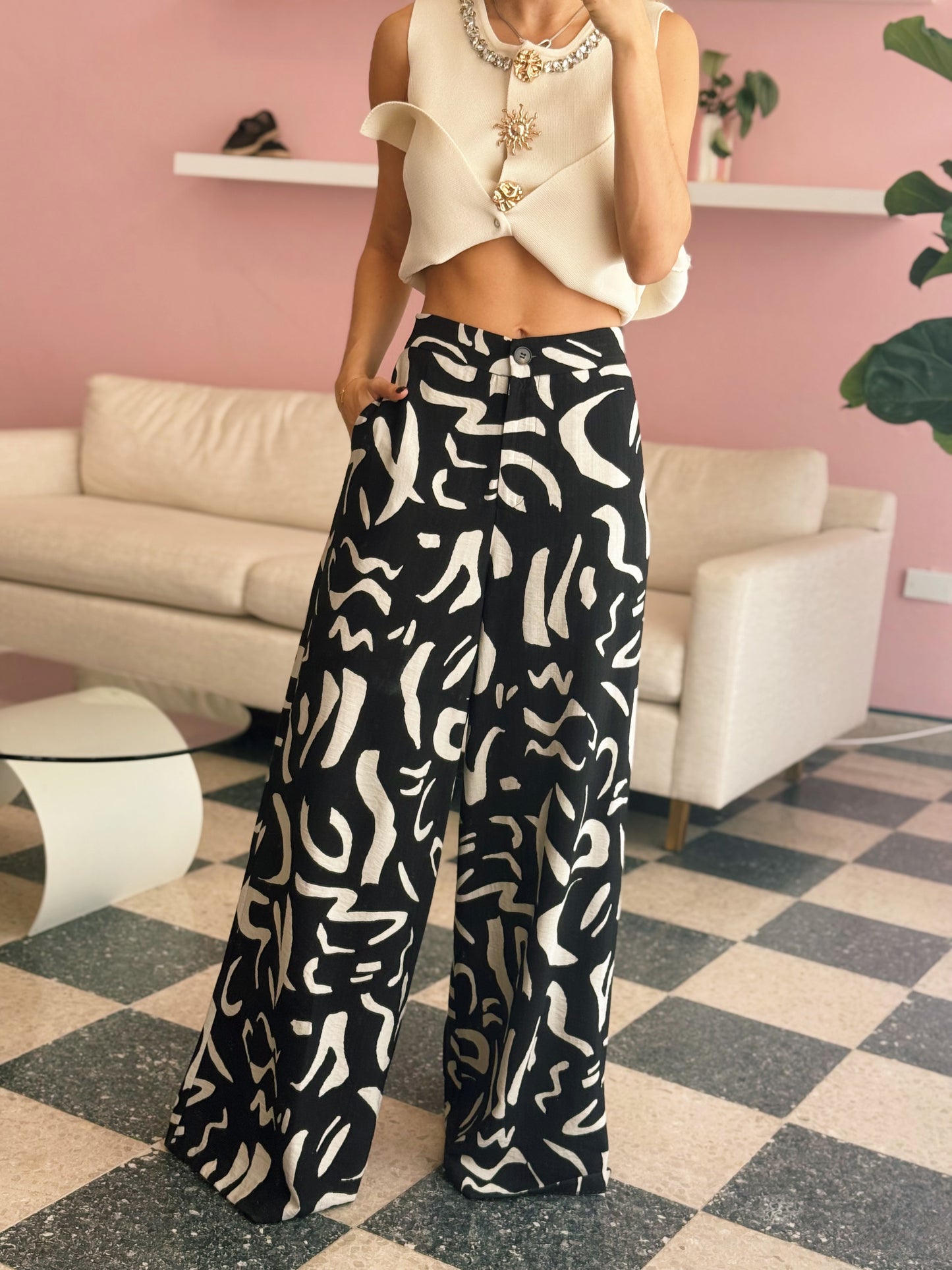 Abstract Black Pants