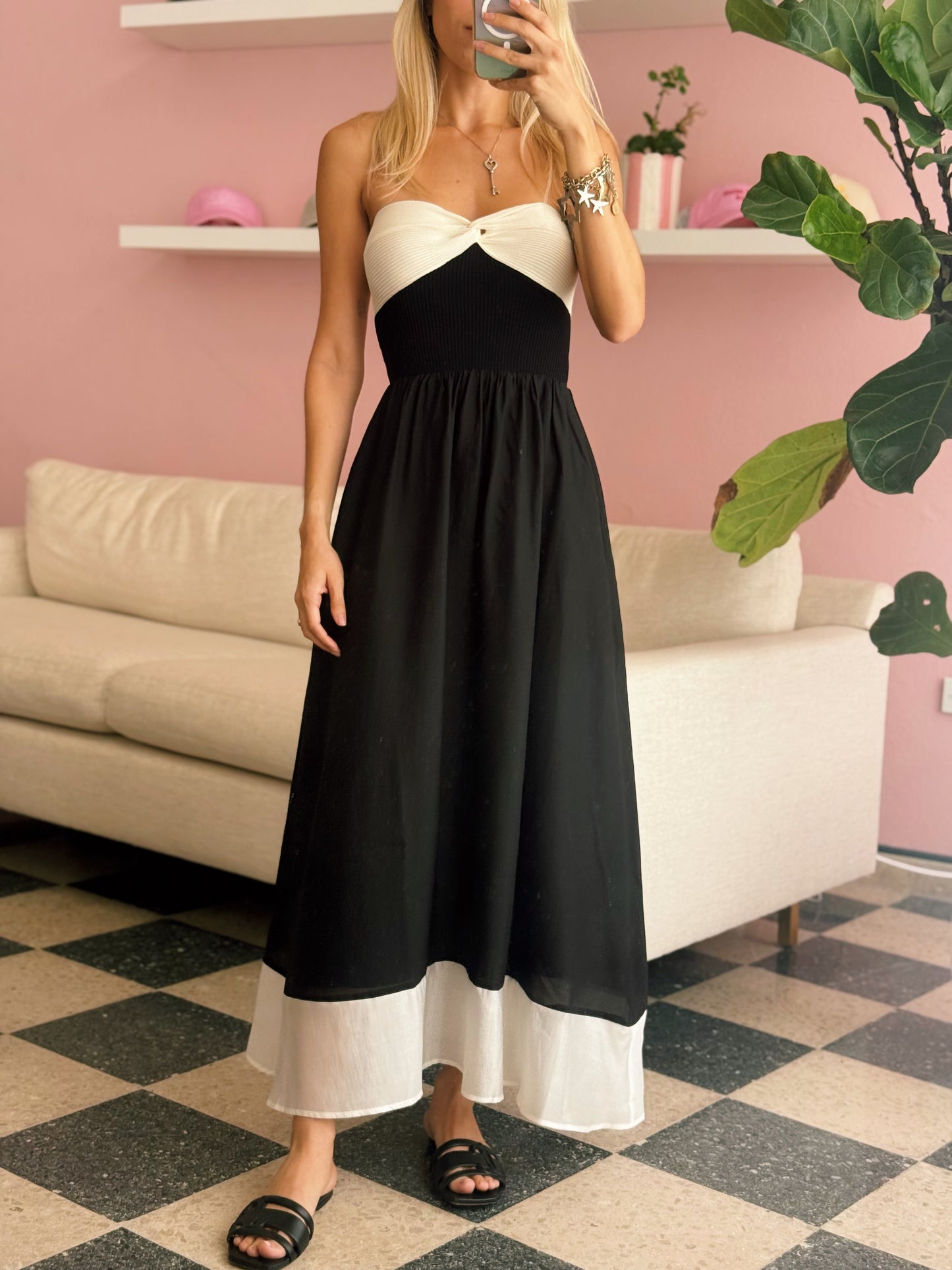 Black & White Strapless Madi Dress