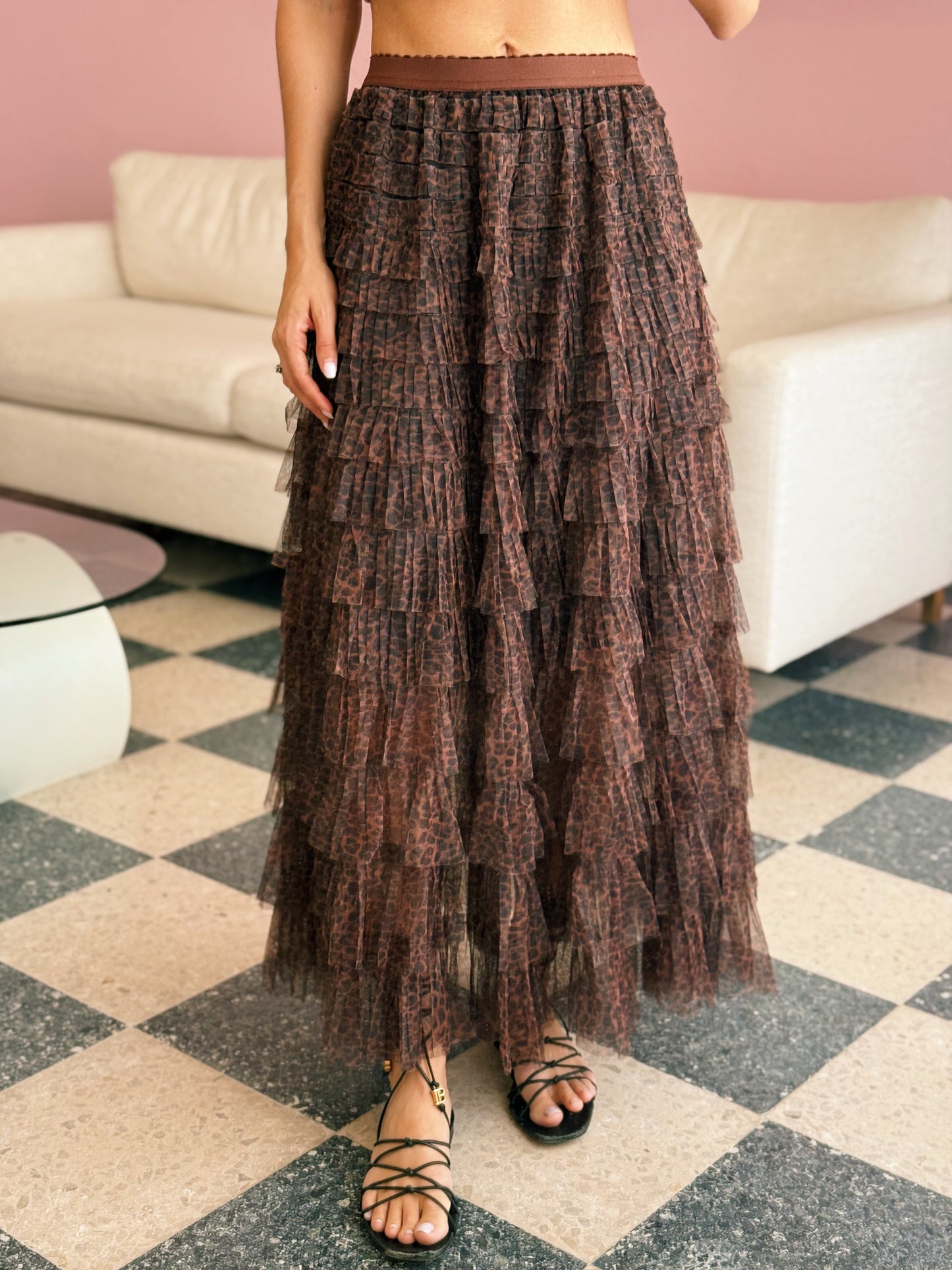 Leopard Ruffle Skirt