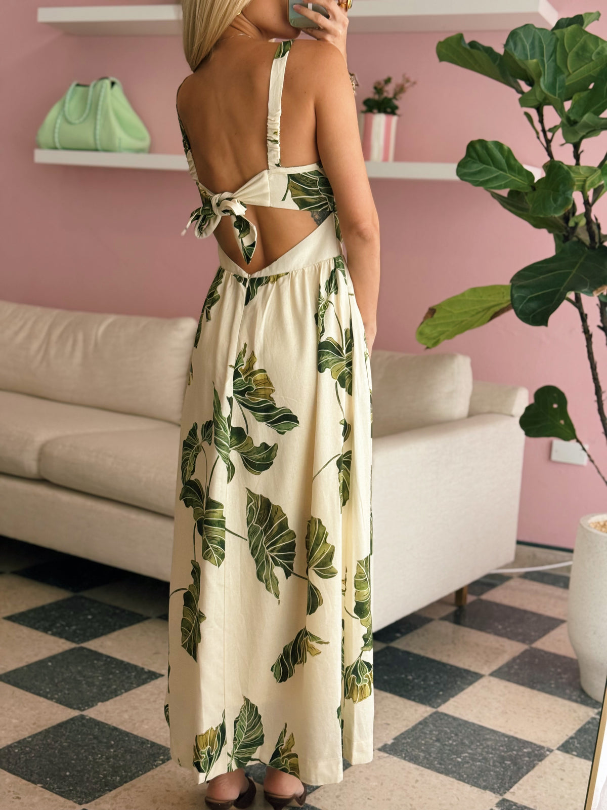 Folhar Cut-Out Linen Midi Dress - Dress To