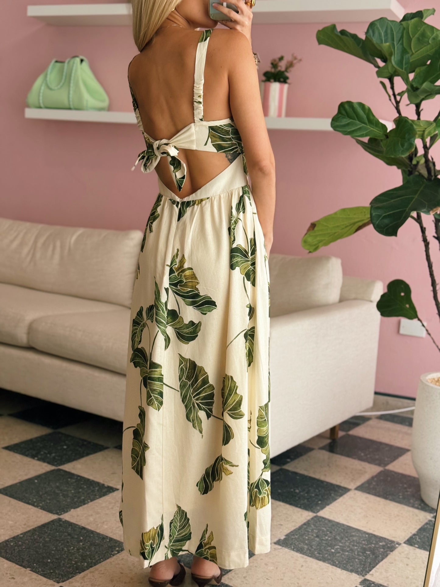 Folhar Cut-Out Linen Midi Dress - Dress To