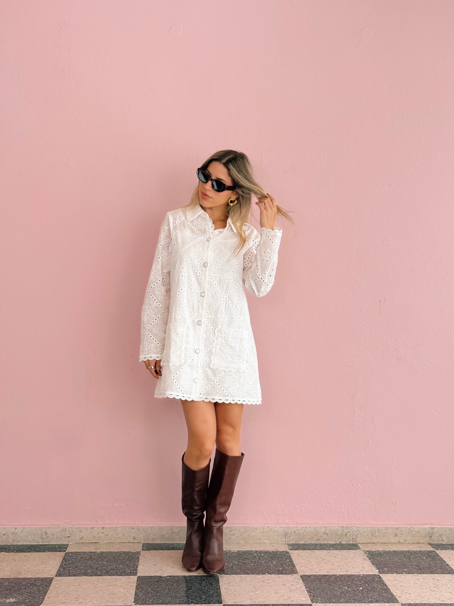 Eyelet Mini Dress