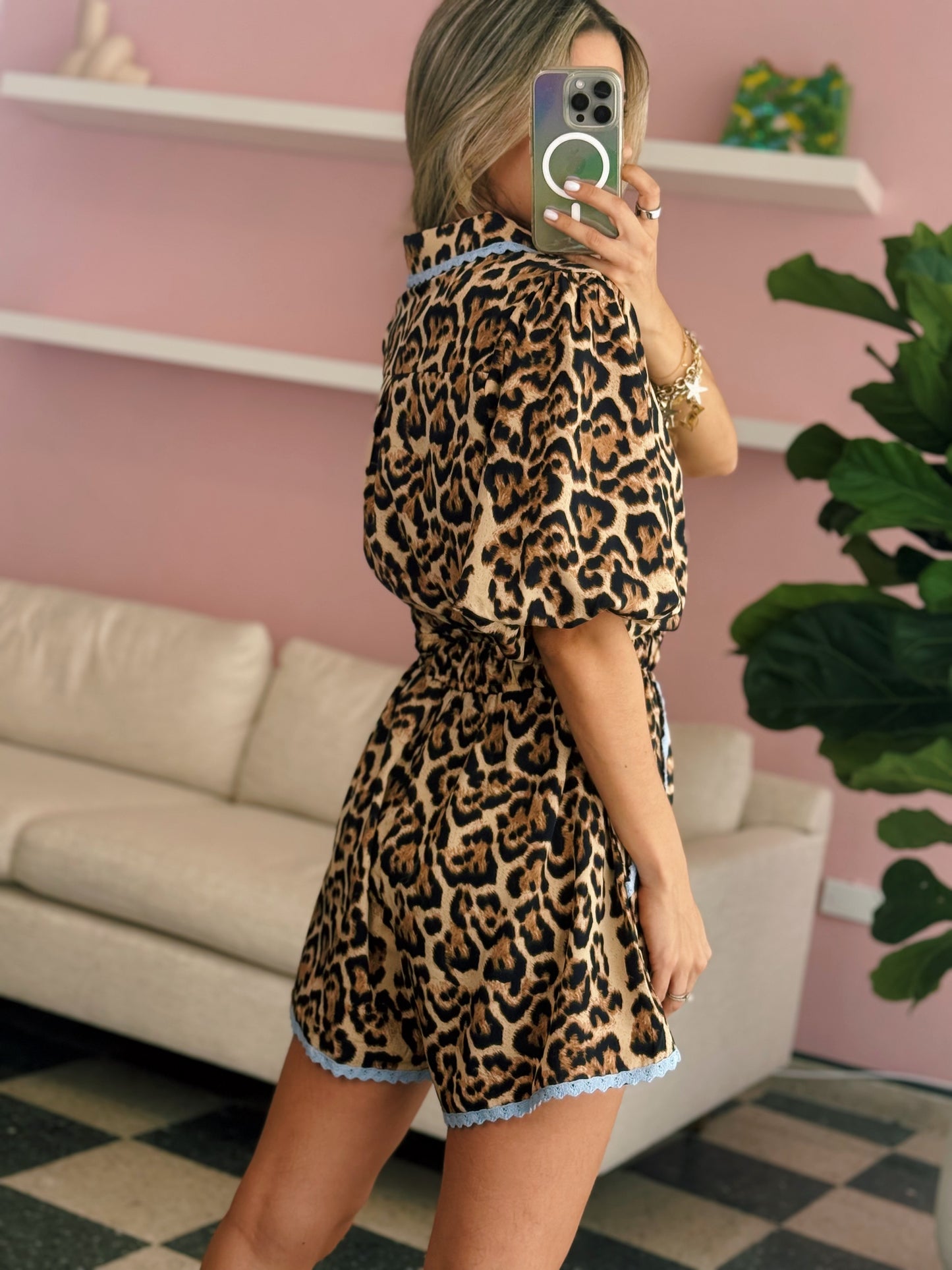 Leopard Blue Romper