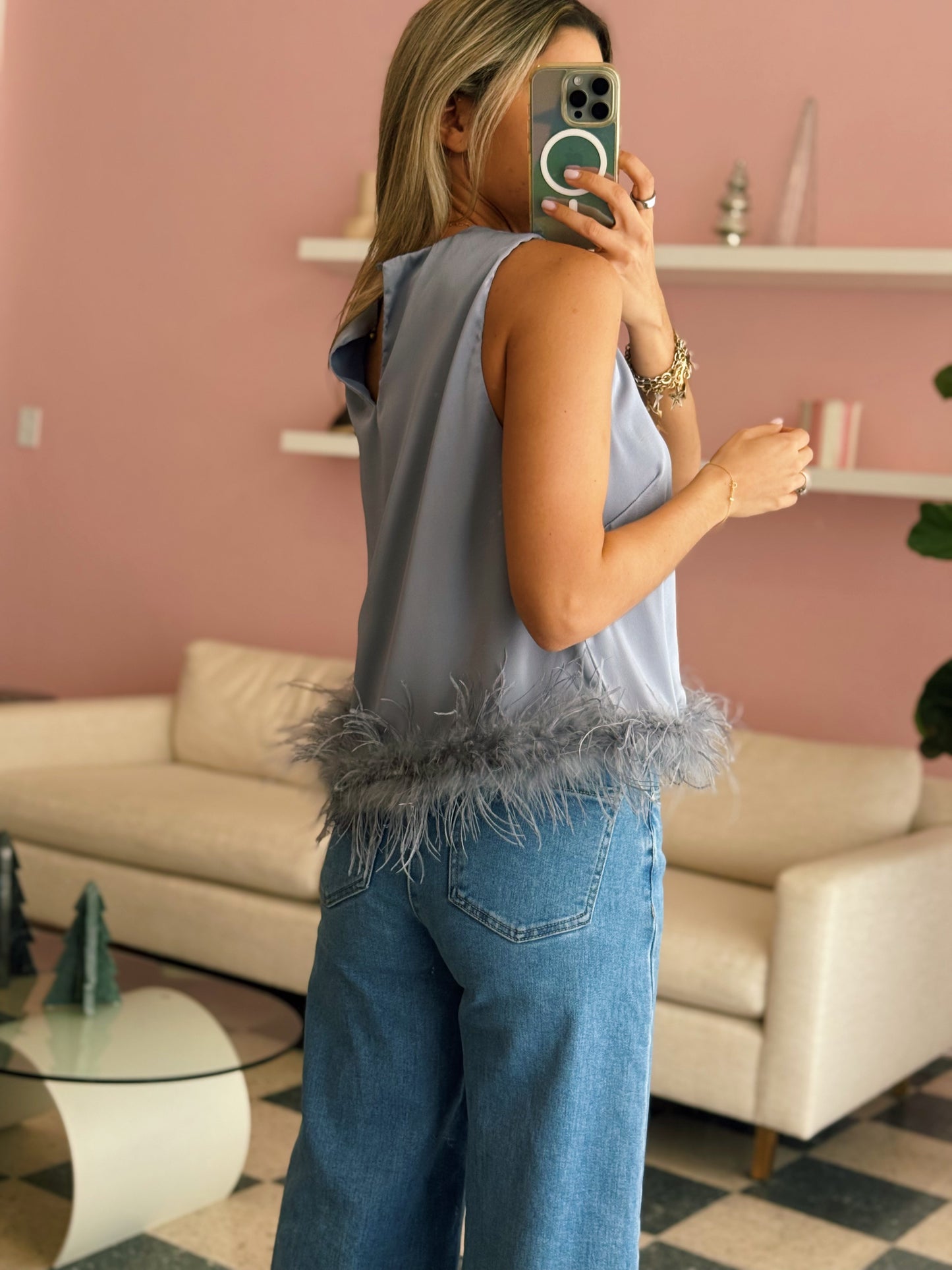 Chambray Feather Top