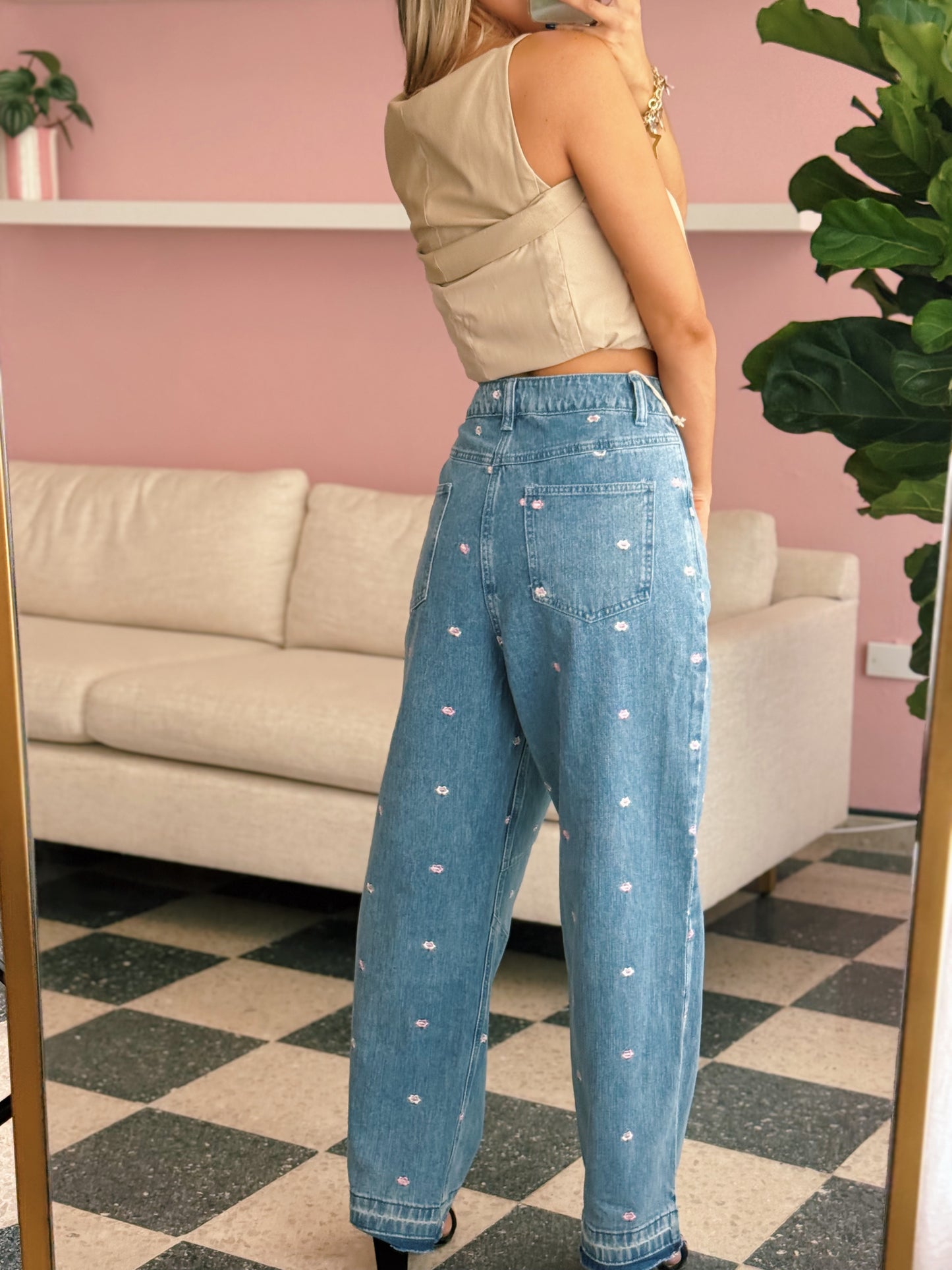 Embroidered Floral Jeans