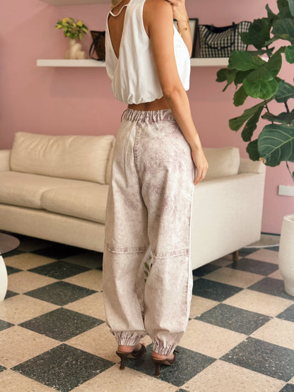 Embroidered Floral Jogger Jeans