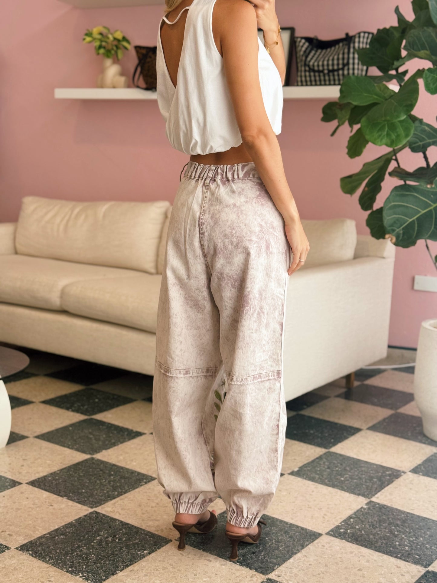 Embroidered Floral Jogger Jeans