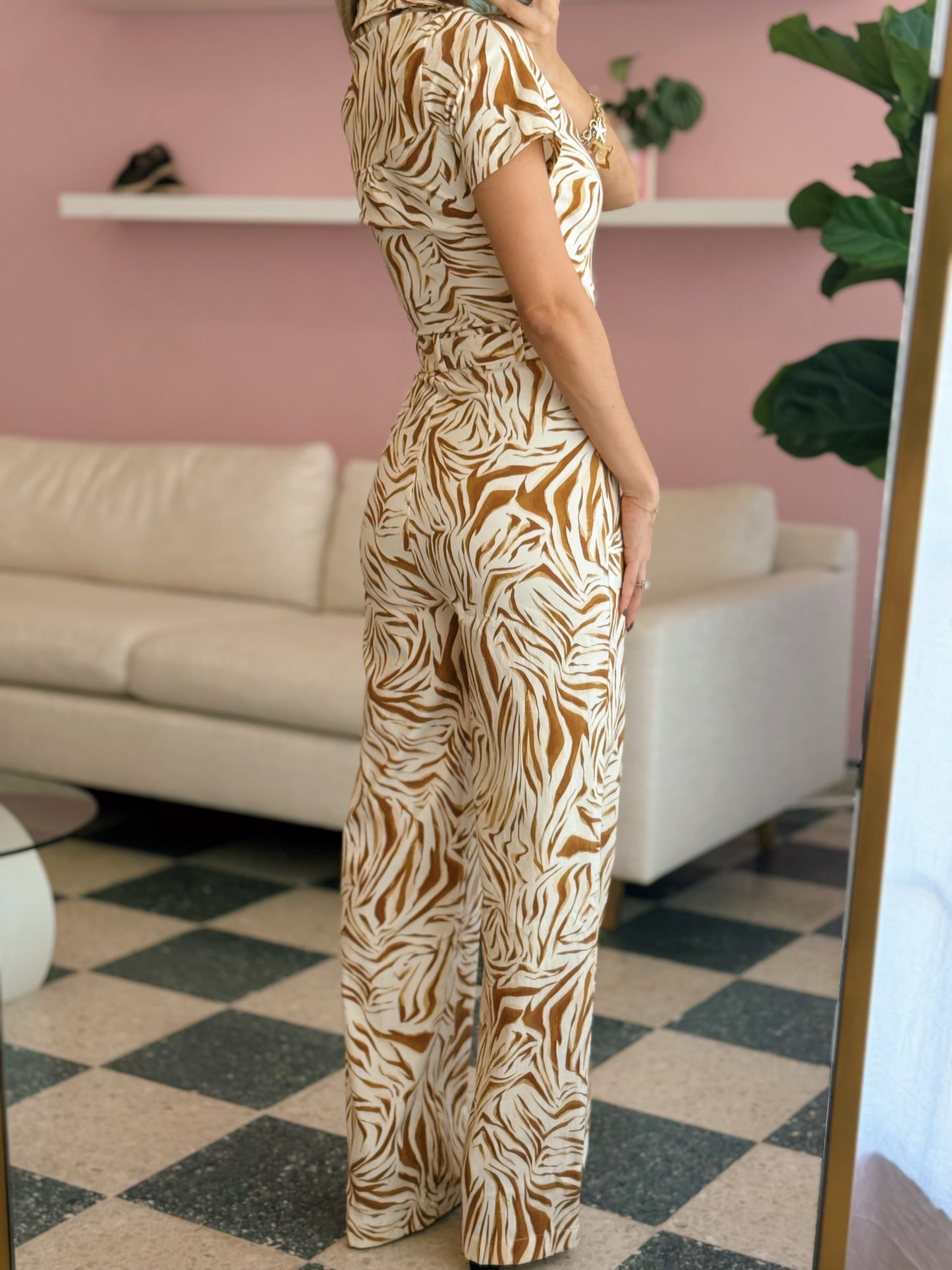 Zip Up Belted Jumpsuit