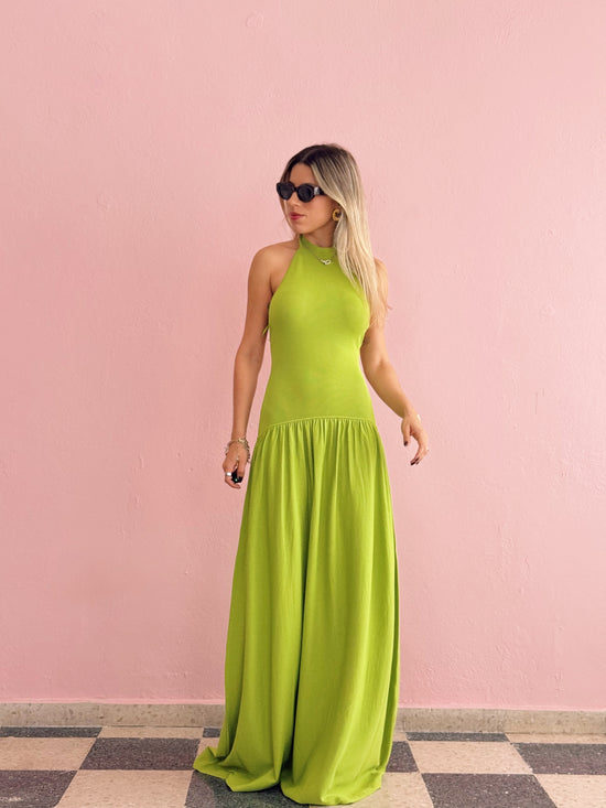 Green Halter Maxi Dress