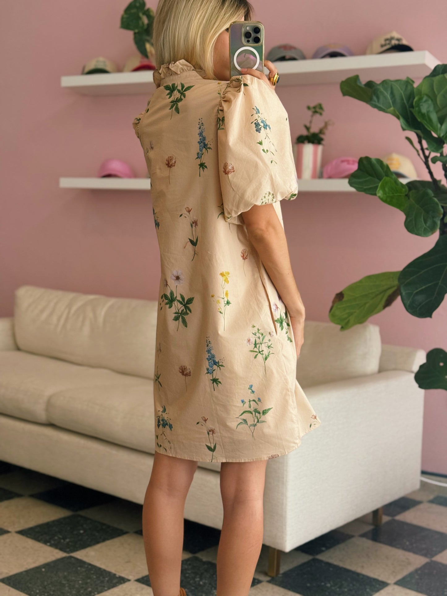 Ecru Floral Mini Dress